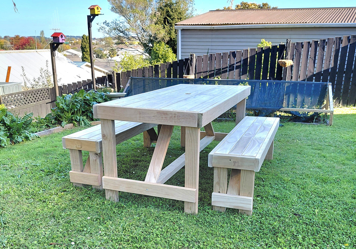 1800mm Timber Table + Bench Set NZ | 6+ Seater Outdoor Table - Stronghold Outdoor Furniture & Buildings
