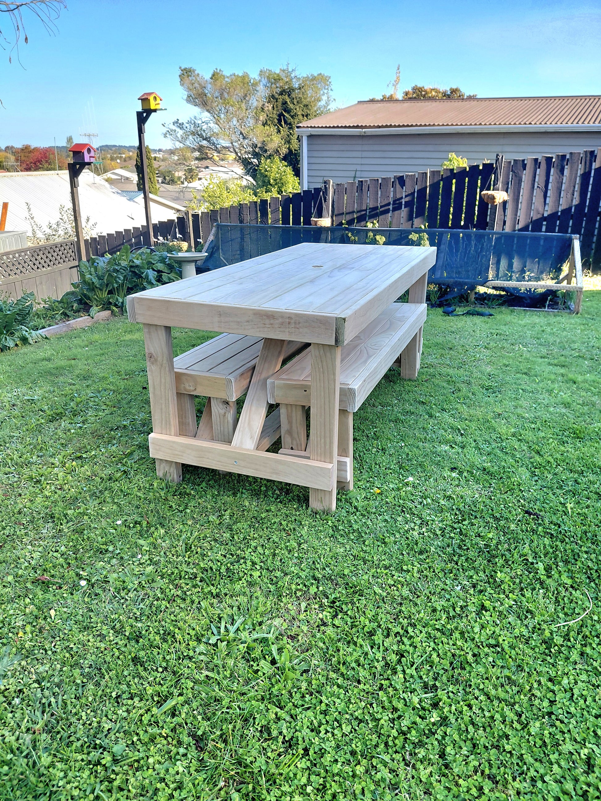1800mm Timber Table + Bench Set NZ | 6+ Seater Outdoor Table - Stronghold Outdoor Furniture & Buildings