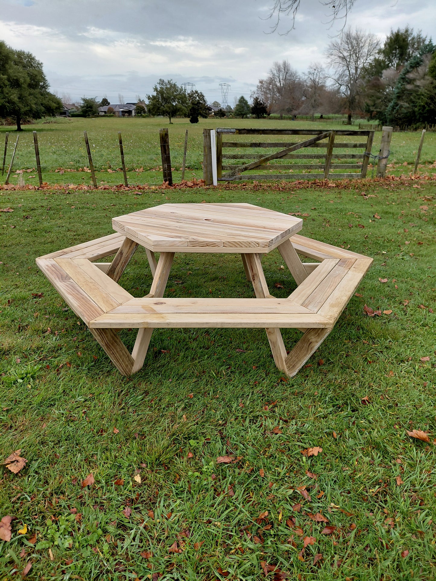 Hexagonal Timber Picnic Tables NZ | Outdoor Seating