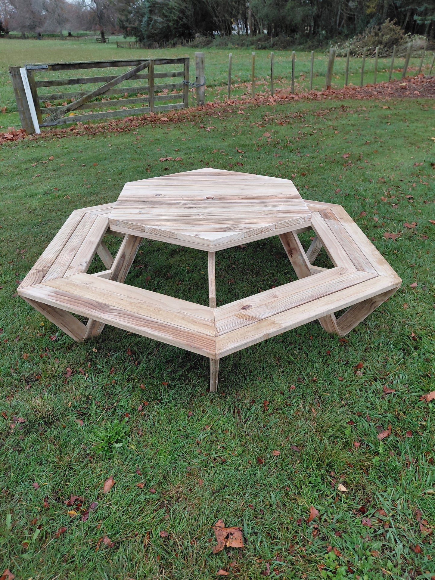 Hexagonal Timber Picnic Tables NZ | Outdoor Seating