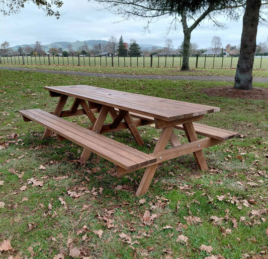 Timber BBQ Picnic Table NZ 2.4m | Handmade Outdoor Furniture